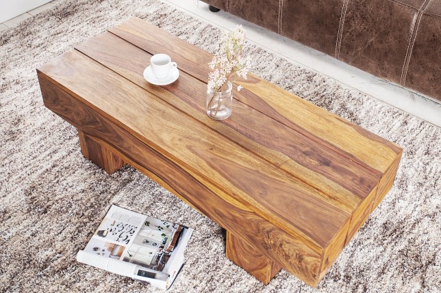 Table basse BOLT 100cm bois sheesham massif verni