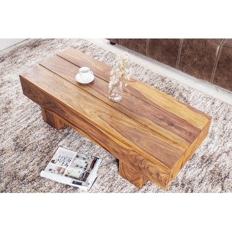 Table basse BOLT 100cm bois sheesham massif verni