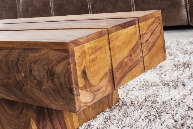 Table basse BOLT 100cm bois sheesham massif verni