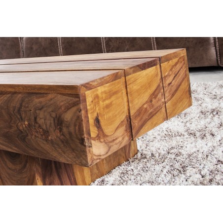 Table basse BOLT 100cm bois sheesham massif verni