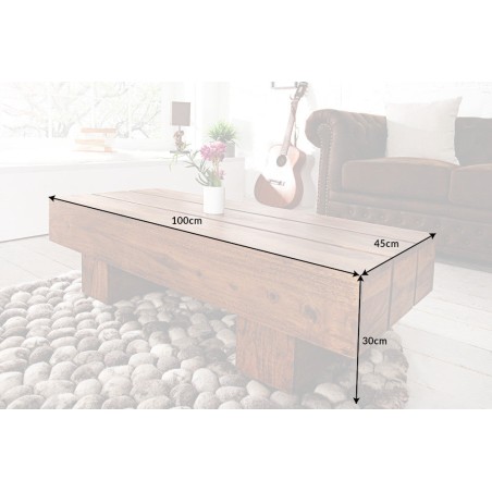 Table basse BOLT 100cm bois sheesham massif verni
