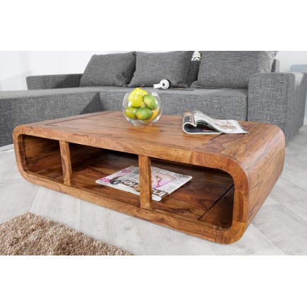 Table basse CURVED 100cm sheesham massif verni