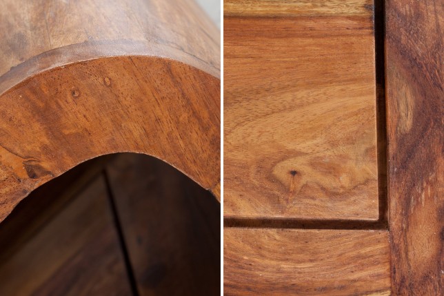 Table basse CURVED 100cm sheesham massif verni
