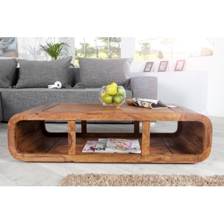 Table basse CURVED 100cm sheesham massif verni