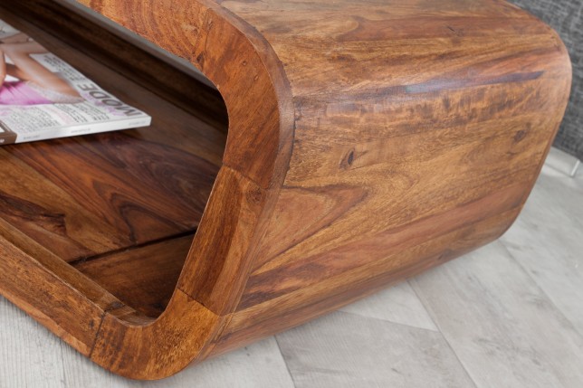 Table basse CURVED 100cm sheesham massif verni