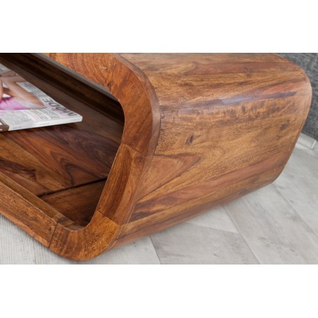 Table basse CURVED 100cm sheesham massif verni