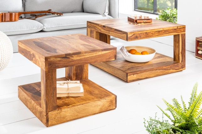 Table basse GIANT S 45x45 cm sheesham massif naturel