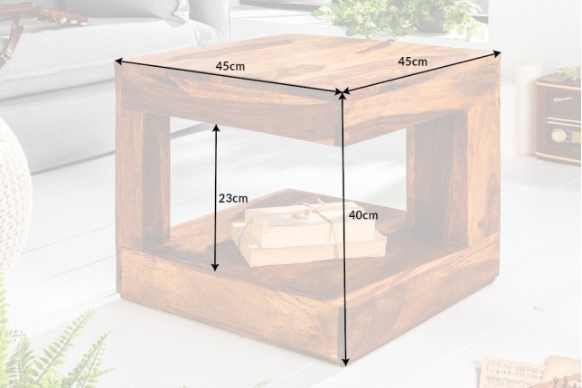 Table basse GIANT S 45x45 cm sheesham massif naturel