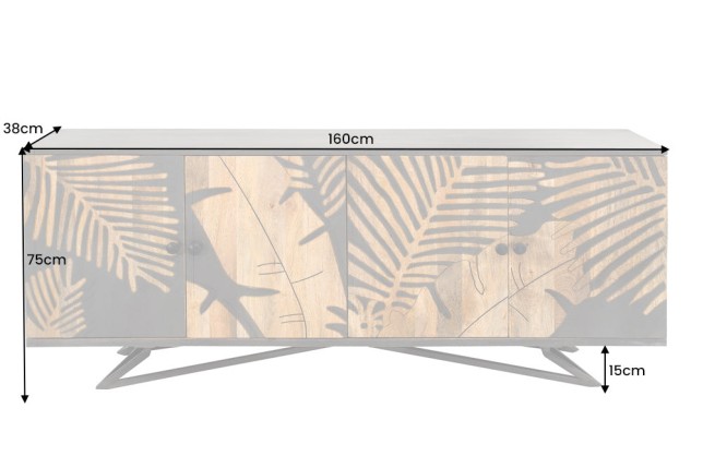 Buffet bas TROPICAL 160cm manguier anthracite