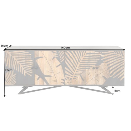 Buffet bas TROPICAL 160cm manguier anthracite