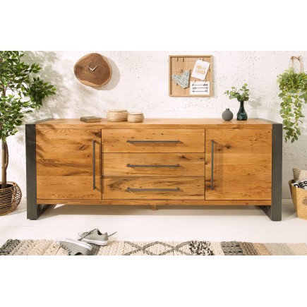 Buffet bas THOR 200cm chêne sauvage style industriel 2