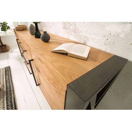 Buffet bas THOR 200cm chêne sauvage style industriel