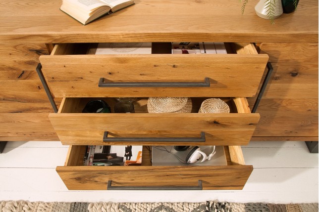 Buffet bas THOR 200cm chêne sauvage style industriel