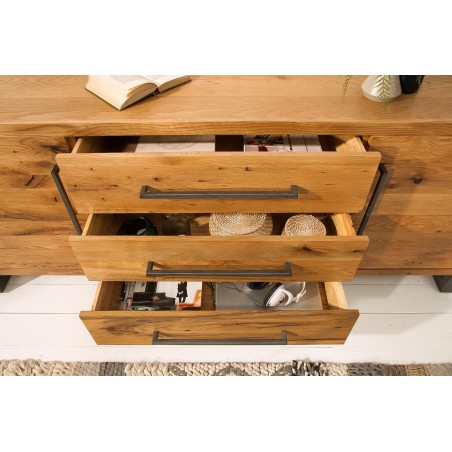 Buffet bas THOR 200cm chêne sauvage style industriel