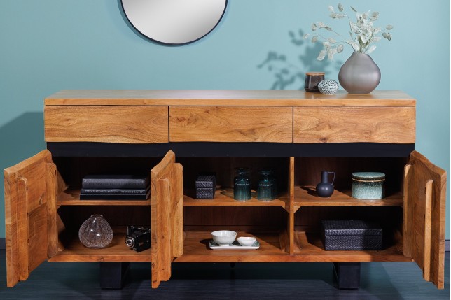 Buffet bas MAMMUT 160cm acacia massif finition miel
