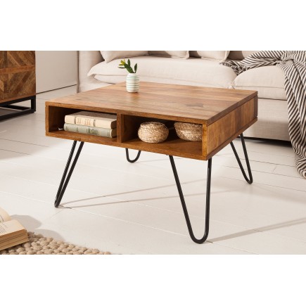 Table basse SCORPION 60cm sheesham massif vernis