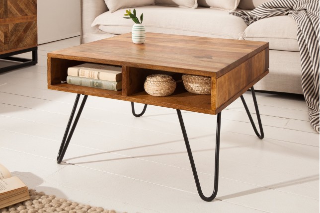Table basse SCORPION 60cm sheesham massif vernis