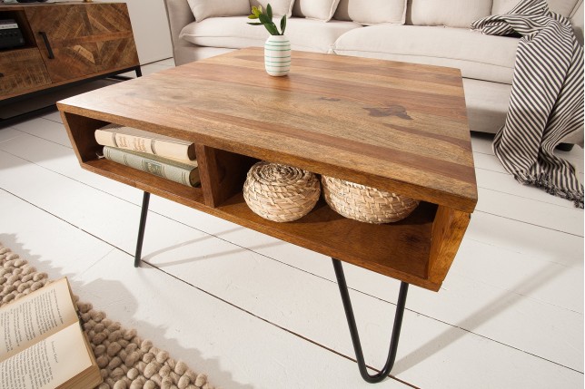 Table basse SCORPION 60cm sheesham massif vernis