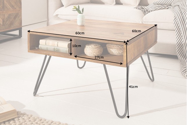 Table basse SCORPION 60cm sheesham massif vernis
