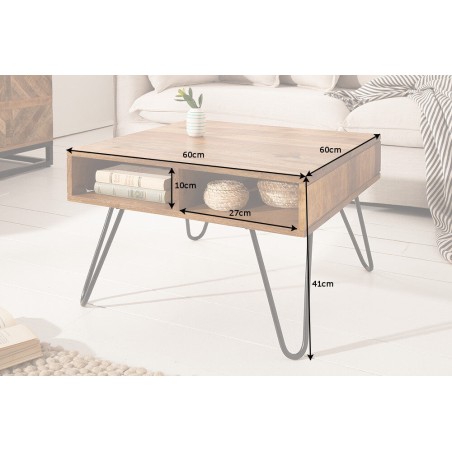 Table basse SCORPION 60cm sheesham massif vernis