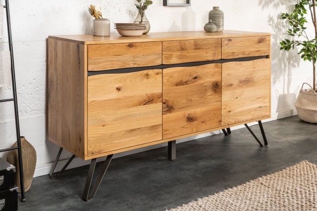 Buffet bas LIVING EDGE 160cm chêne sauvage huilé