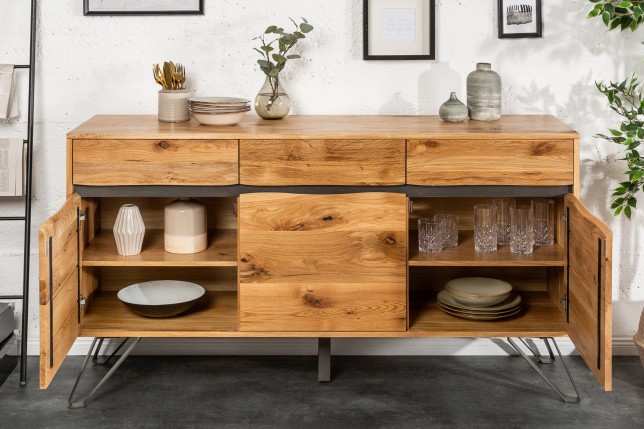 Buffet bas LIVING EDGE 160cm chêne sauvage huilé
