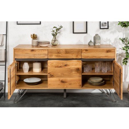 Buffet bas LIVING EDGE 160cm chêne sauvage huilé