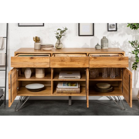 Buffet bas LIVING EDGE 160cm chêne sauvage huilé