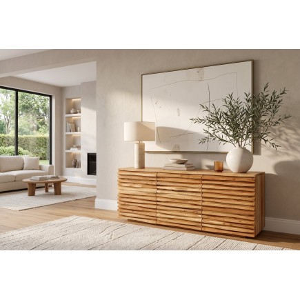 Buffet bas RELIEF 160cm acacia massif naturel
