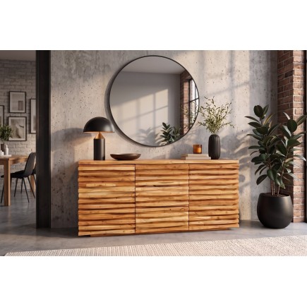 Buffet bas RELIEF 160cm acacia massif naturel 2