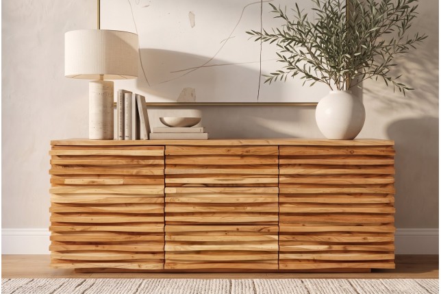 Buffet bas RELIEF 160cm acacia massif naturel
