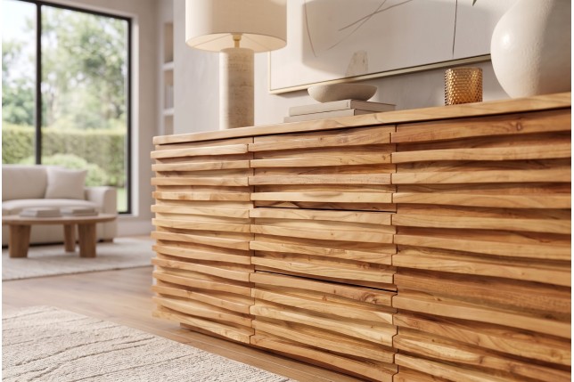 Buffet bas RELIEF 160cm acacia massif naturel