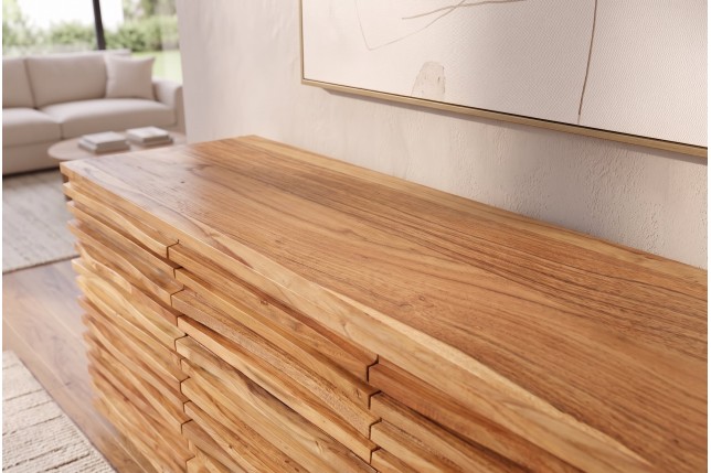 Buffet bas RELIEF 160cm acacia massif naturel