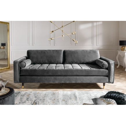 Canapé COZY VELVET 220cm 3 places velours gris