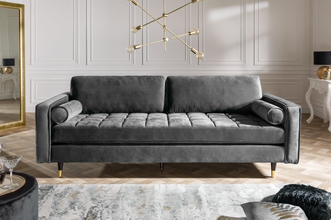 Canapé COZY VELVET 220cm 3 places velours gris