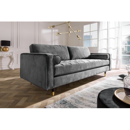 Canapé COZY VELVET 220cm 3 places velours gris 2
