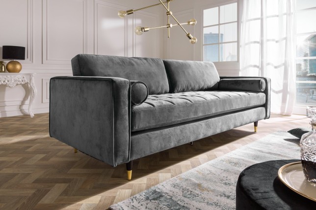 Canapé COZY VELVET 220cm 3 places velours gris