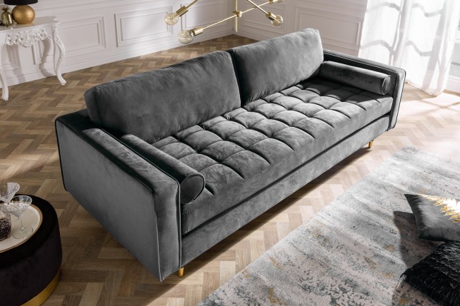 Canapé COZY VELVET 220cm 3 places velours gris