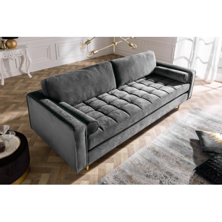 Canapé COZY VELVET 220cm 3 places velours gris