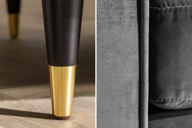 Canapé COZY VELVET 220cm 3 places velours gris
