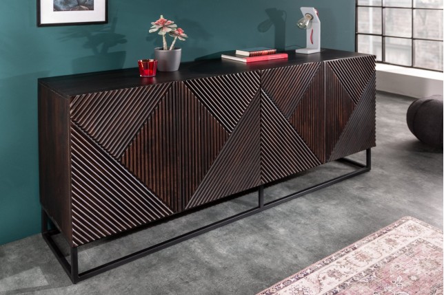 Buffet bas CREATIVO 180cm manguier massif sculpté 3D
