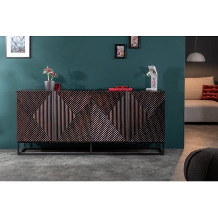 Buffet bas CREATIVO 180cm manguier massif sculpté 3D 2