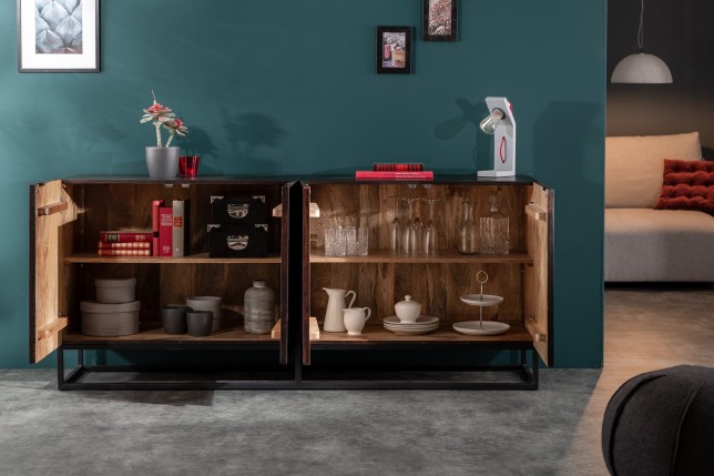 Buffet bas CREATIVO 180cm manguier massif sculpté 3D
