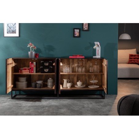 Buffet bas CREATIVO 180cm manguier massif sculpté 3D