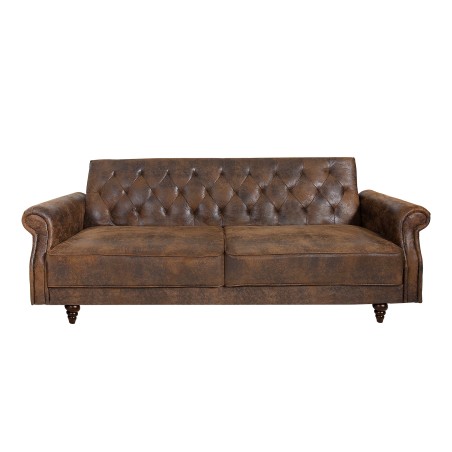 Canapé-lit 220cm microfibre marron - MAISON BELLE AFFAIRE