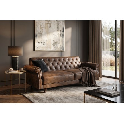 Canapé-lit 220cm microfibre marron - MAISON BELLE AFFAIRE