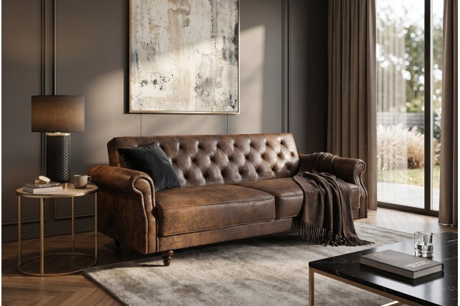 Canapé-lit 220cm microfibre marron - MAISON BELLE AFFAIRE