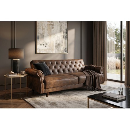 Canapé-lit 220cm microfibre marron - MAISON BELLE AFFAIRE