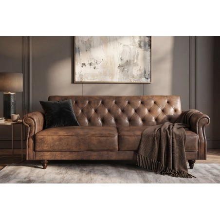 Canapé-lit 220cm microfibre marron - MAISON BELLE AFFAIRE