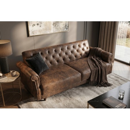 Canapé-lit 220cm microfibre marron - MAISON BELLE AFFAIRE